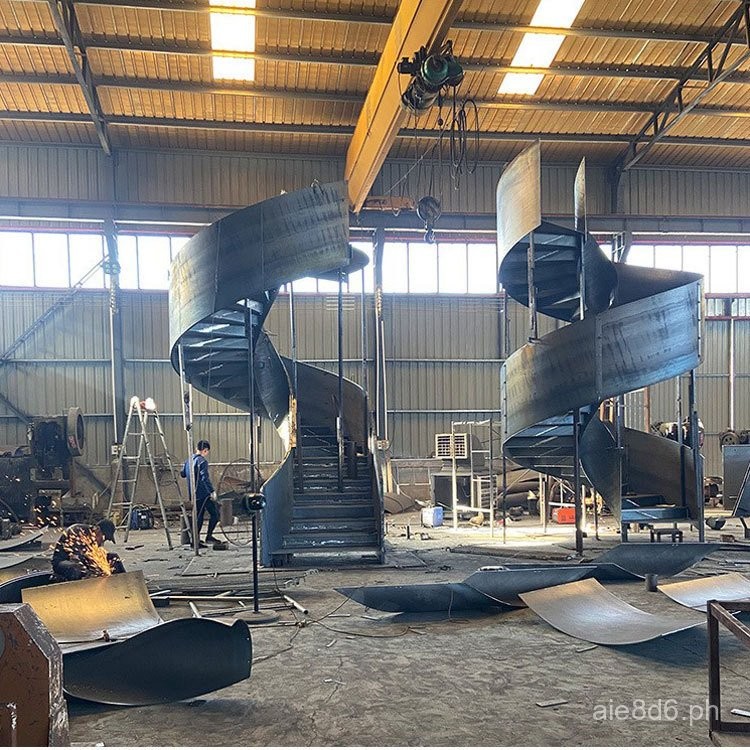 Steel Structure Rotating Stairs Spiral Stairs Rolling Welding ...