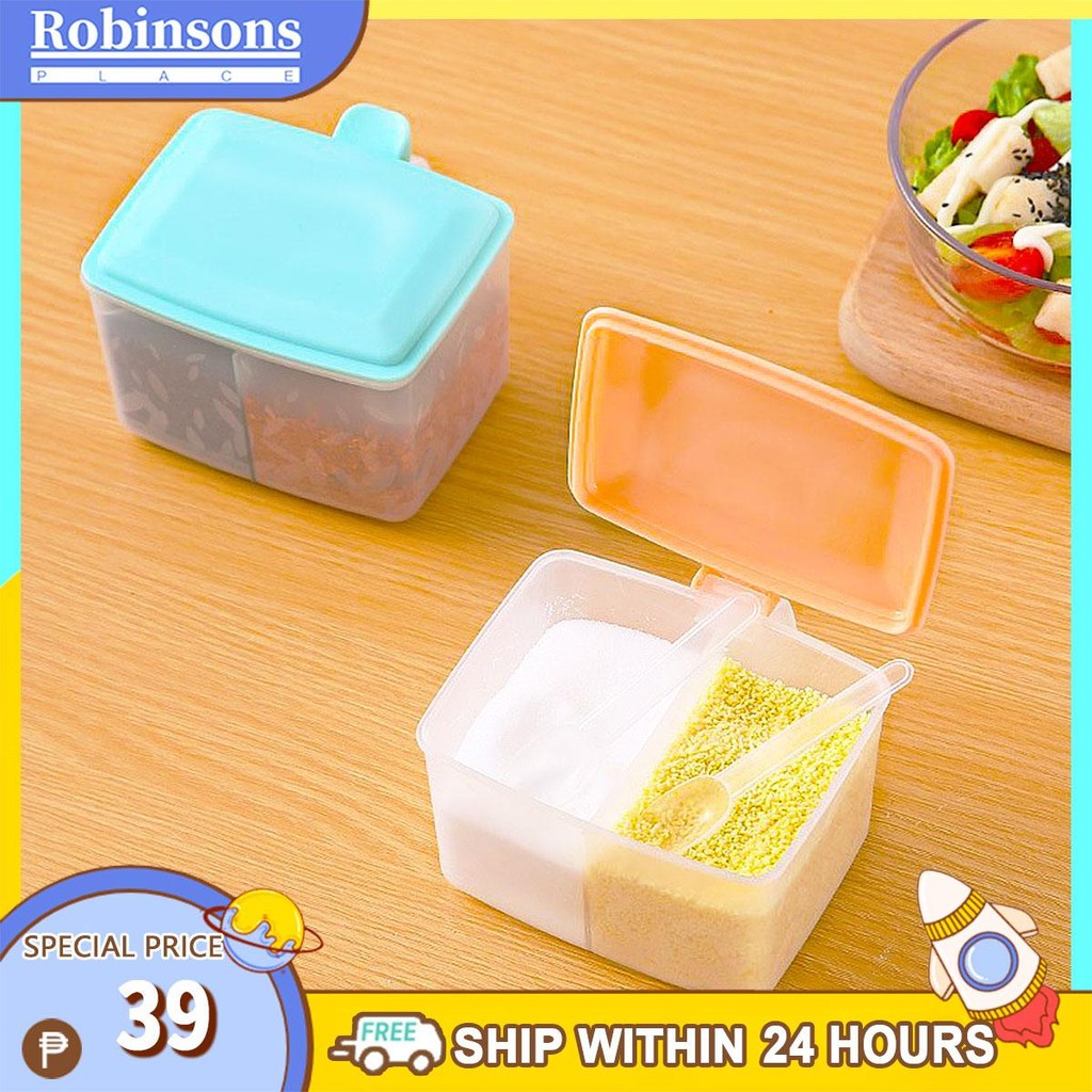 2-in-1 Fog Transparent Condiment Storage Box Container Condiment Can ...