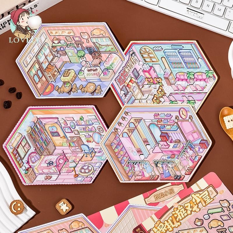 BARRU 3D Haus Sticker Set – 8 Stück DIY Aufkleber Mit Pinzette Für Handy, Laptop & Mehr