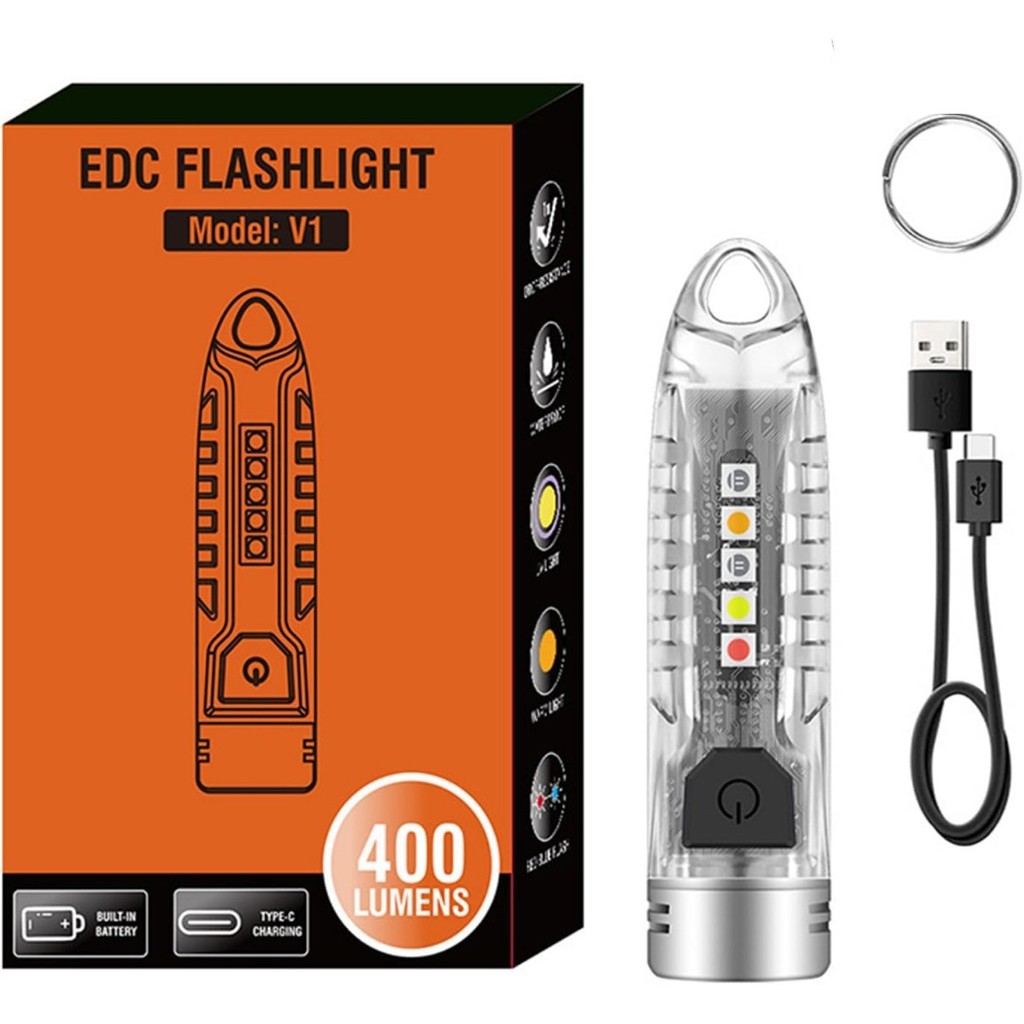 MVIOCS V1 Mini Key Fob LED Torch, 400LM Powerful 12 Modes with UV Red ...