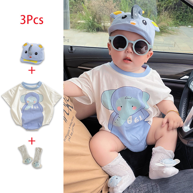 3Pcs Cute Elephant Newborn Baby Clothes Jumpsui 0-24 Month Infant Boys And  Girl Cartoon Clothing Romper