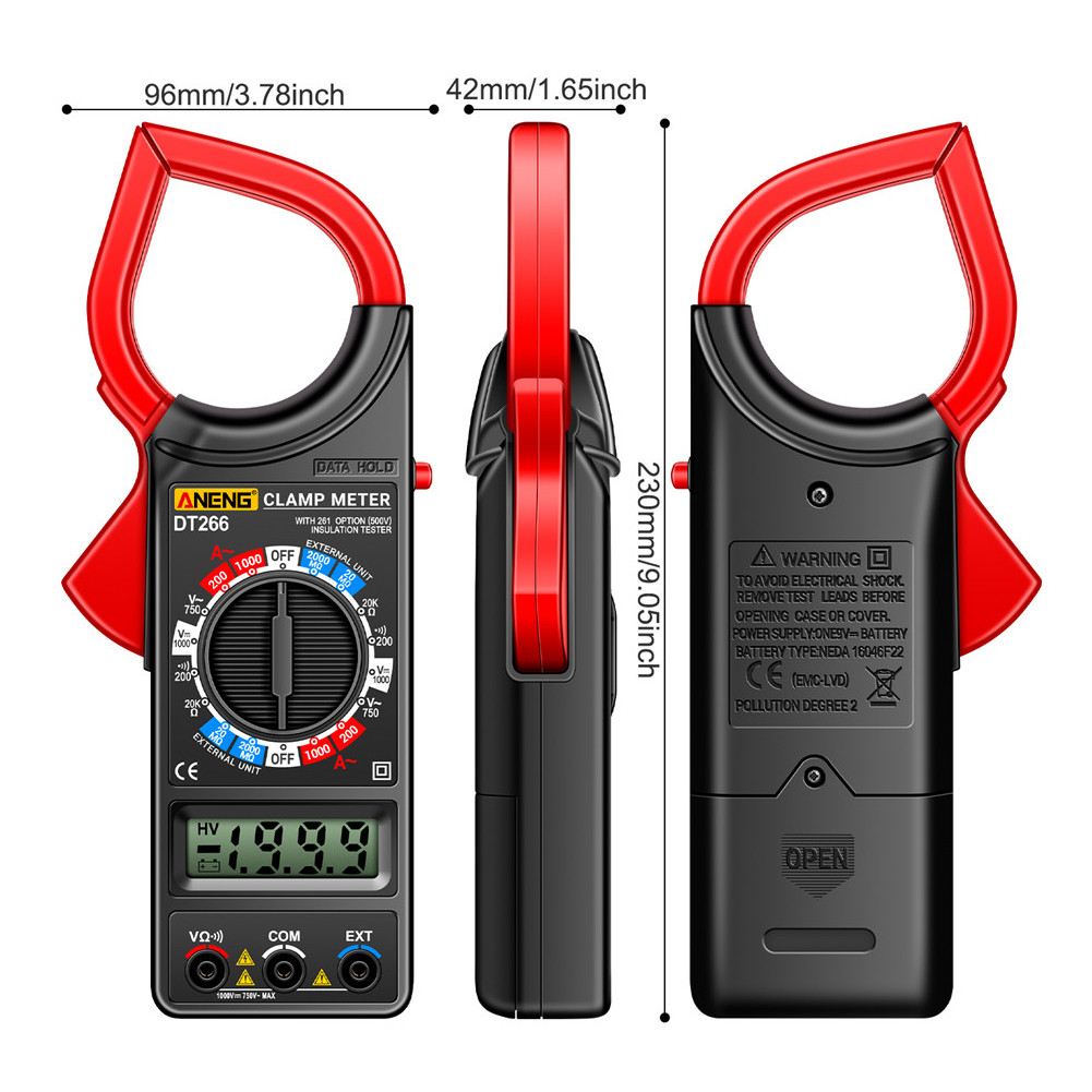 Digital True RMS Multimeter 1999 Counts Clamp Meter AC DC Voltage ...