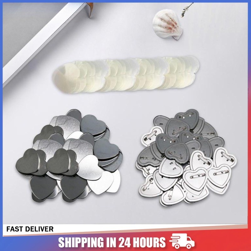[Fast Shipping] 100 Set Blank Button Badges Button Maker Heart Shape ...