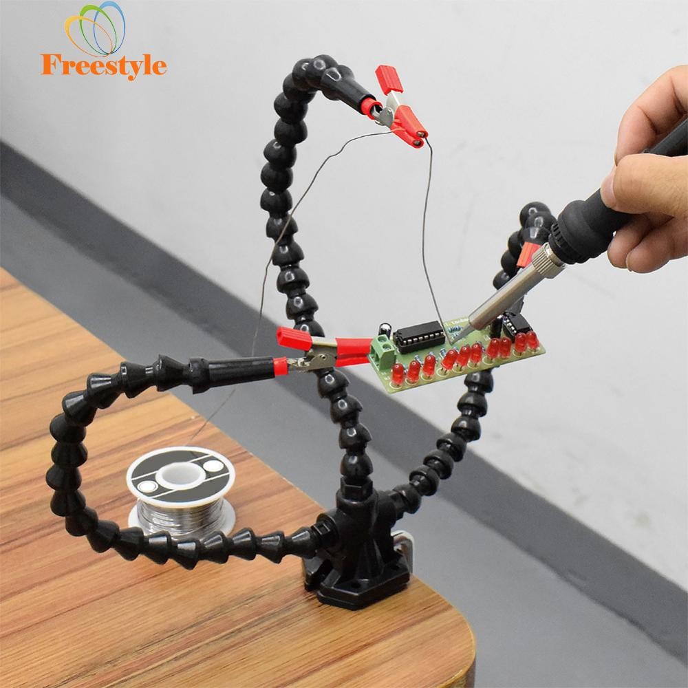 Desk Clamp Soldering Helping Hand 3/4/5 Pcs Flexible Arms Soldering ...