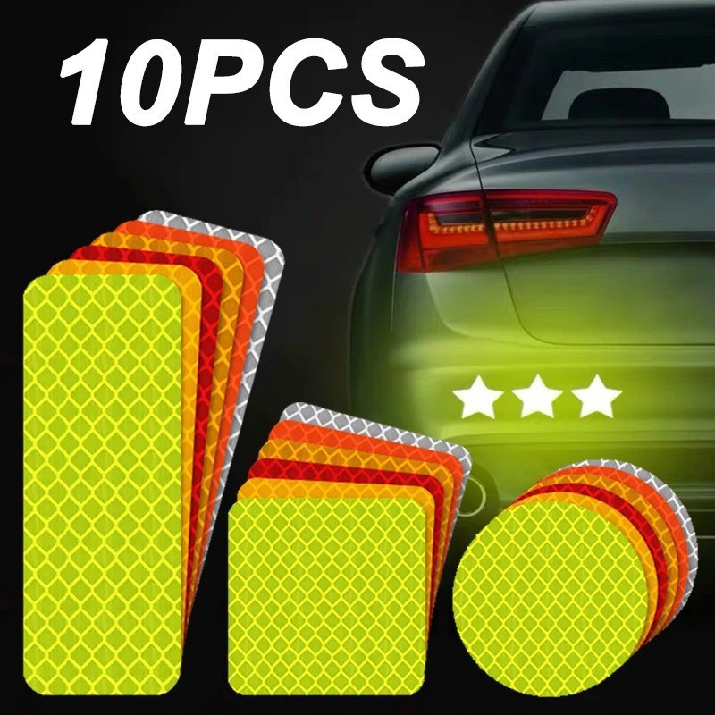 10PCS Anti-Light Label Car Electric Vehicle Reflective Strip Night Anti ...