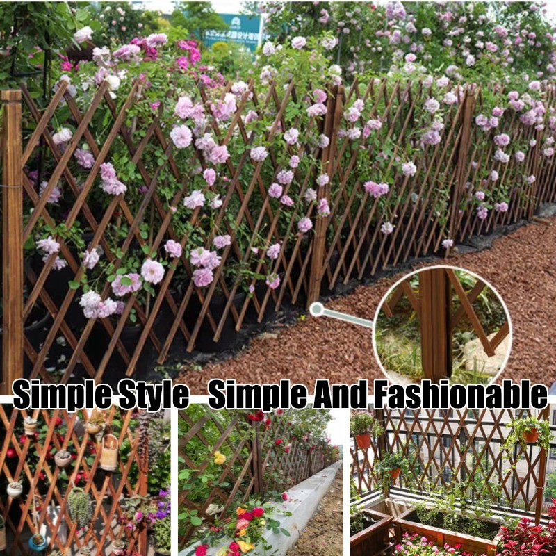 Solid Wood Garden Fence Collapsible Modern Mesh Fence Garden Ornament ...