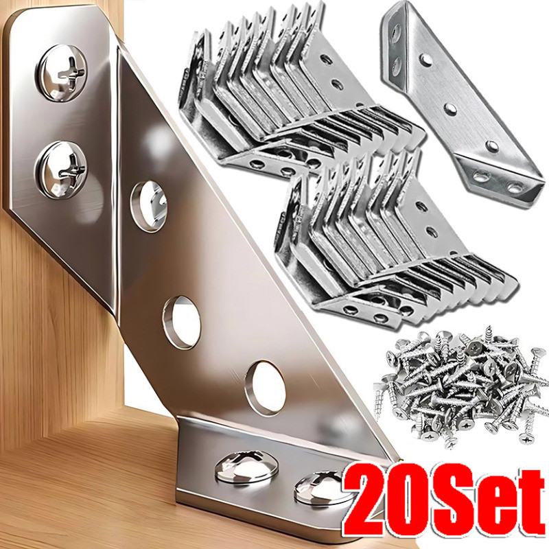 20pcs Set Metal Trapezoid Angle Bracket Stainless Steel Furniture Joint ...