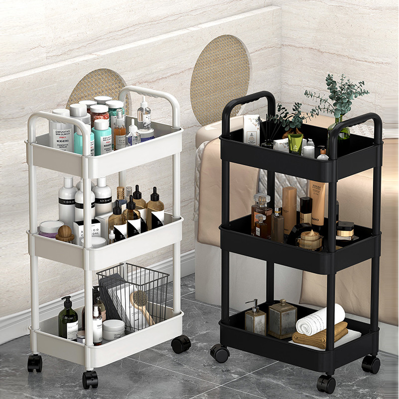 Bathroom Organizer Rack 3/4/5Layer Moving Rack Kitchen Storage Shelf ...