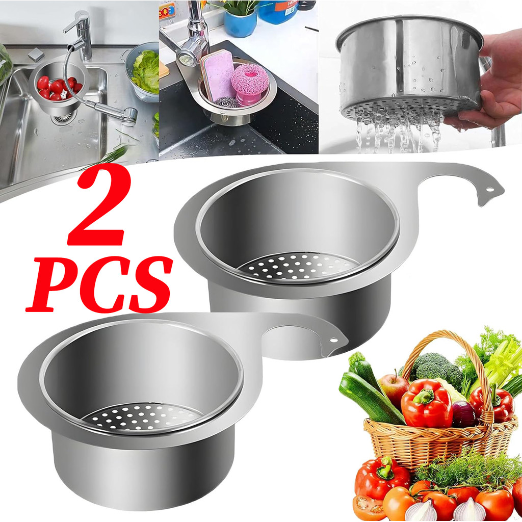 1/2Pcs Stainless Steel Tap Hanging Filter Basket / Corner Sink Strainer ...