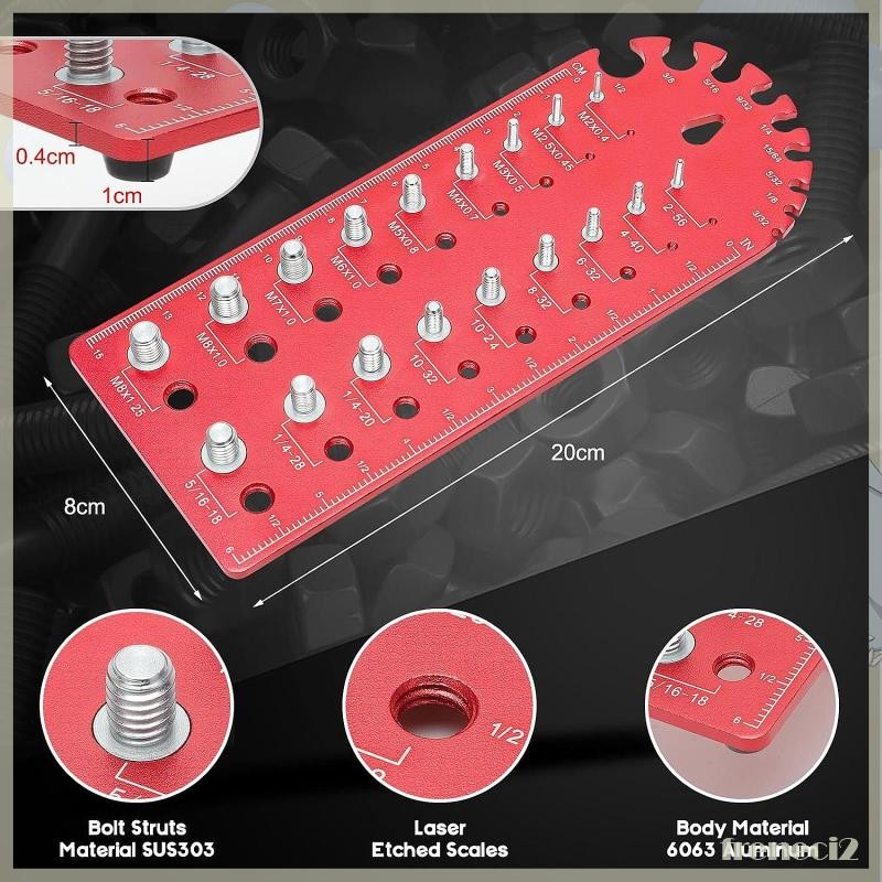 [Freneci2] Nut and Bolt Thread Checker Screw Size Thread Gauge ...