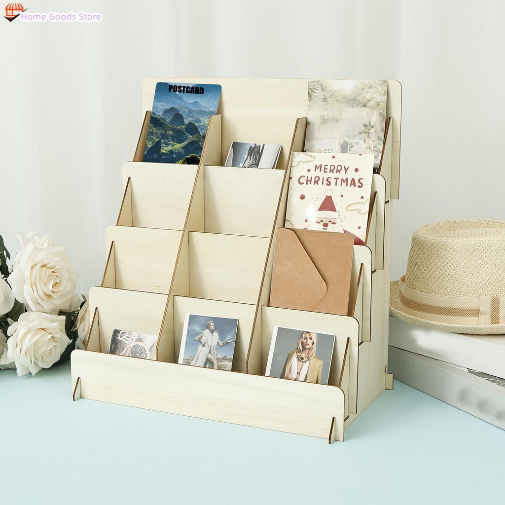 Wooden Sticker Display Rack 4 Tier Greeting Card Display Stand for ...