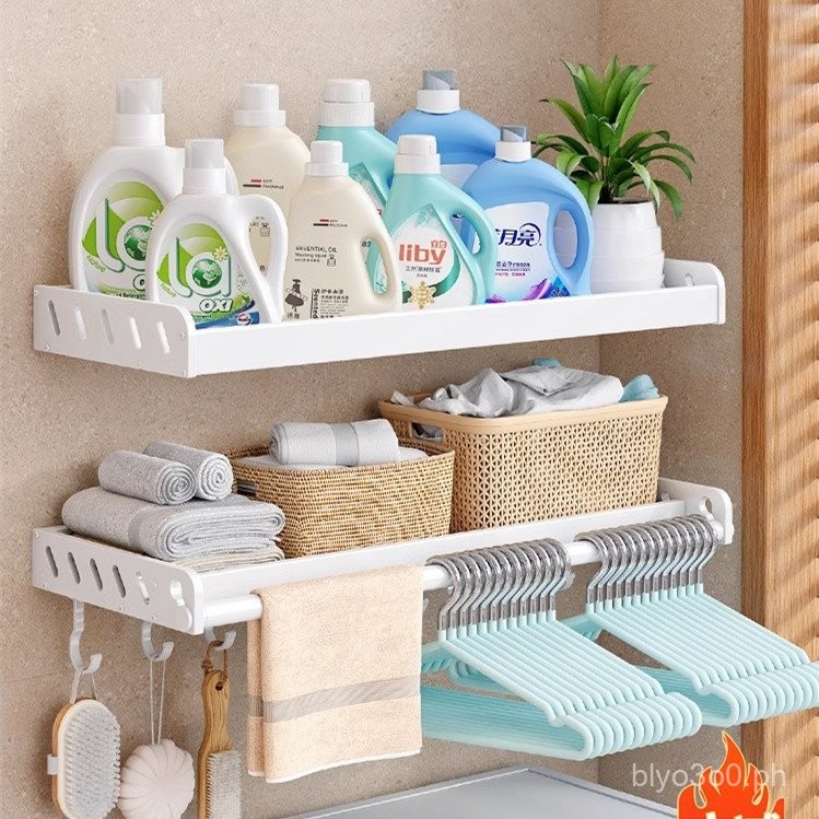 White Balcony Laundry Tub above Washing Machine Storage Rack Punch-Free ...