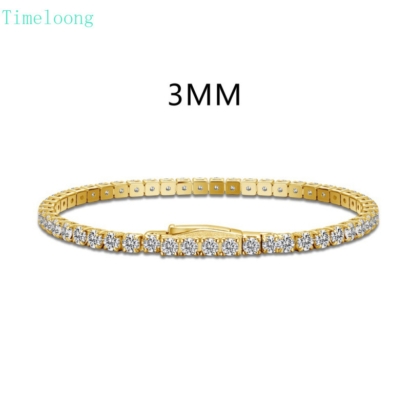 18K Gold Plated 925 Silver Lab Created Sapphire Gemstone 2-3 MM Bracelets  for Women Jewelry