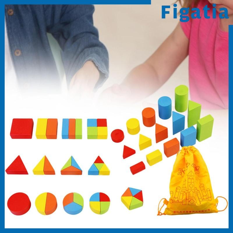 [Figatia] Wooden Geometric Solids 3D Shapes for Math Pattern Blocks for ...