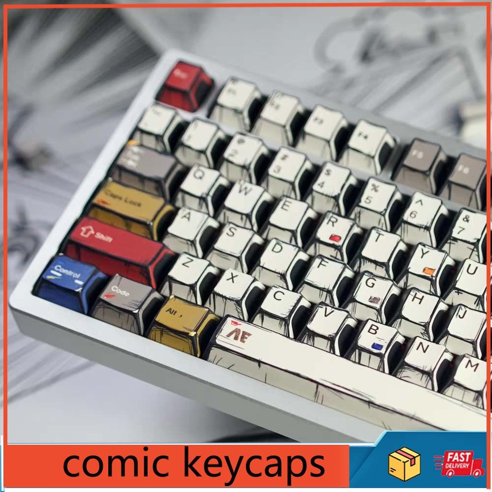 Original authorized comic style mixed light keycaps PBT thermal ...
