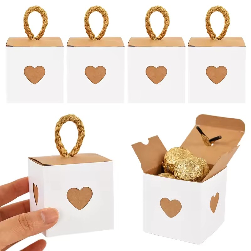 Kraft Paper Heart Candy Chocolate Box Wedding Birthday Party Favor ...