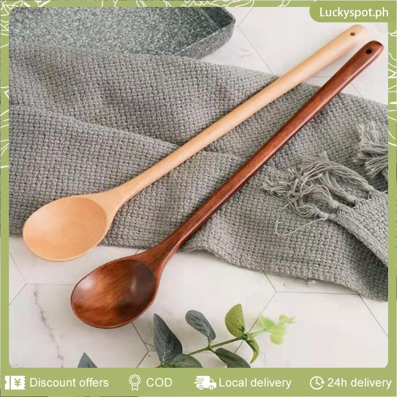 Long Handled Wooden Tableware Spoon, Noodle Mixer, Dessert Spoon, Honey ...