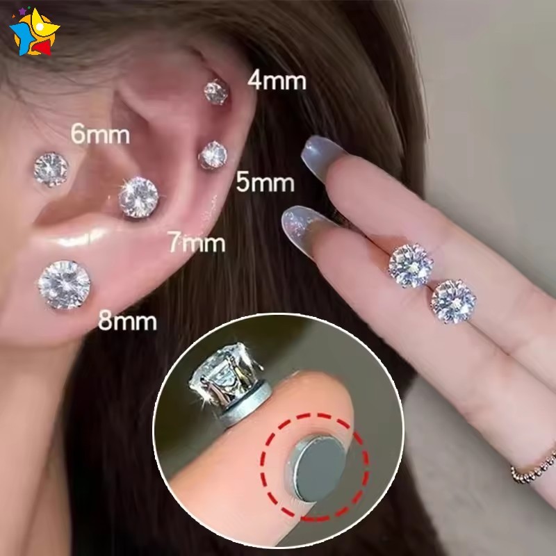 Magnetic Ear Clips Stud Earrings Non Piercing Strong Magnet Fake ...