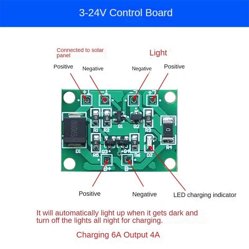 3-24V Solar lamp circuit control board lithium battery lead-acid ...