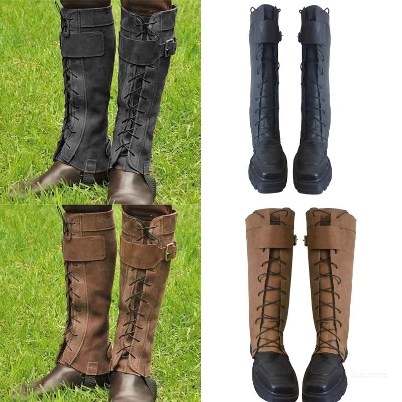 Xixi Faux Suedes Boot Cover Spats Medieval Gaiters Knight Warrior Leg ...