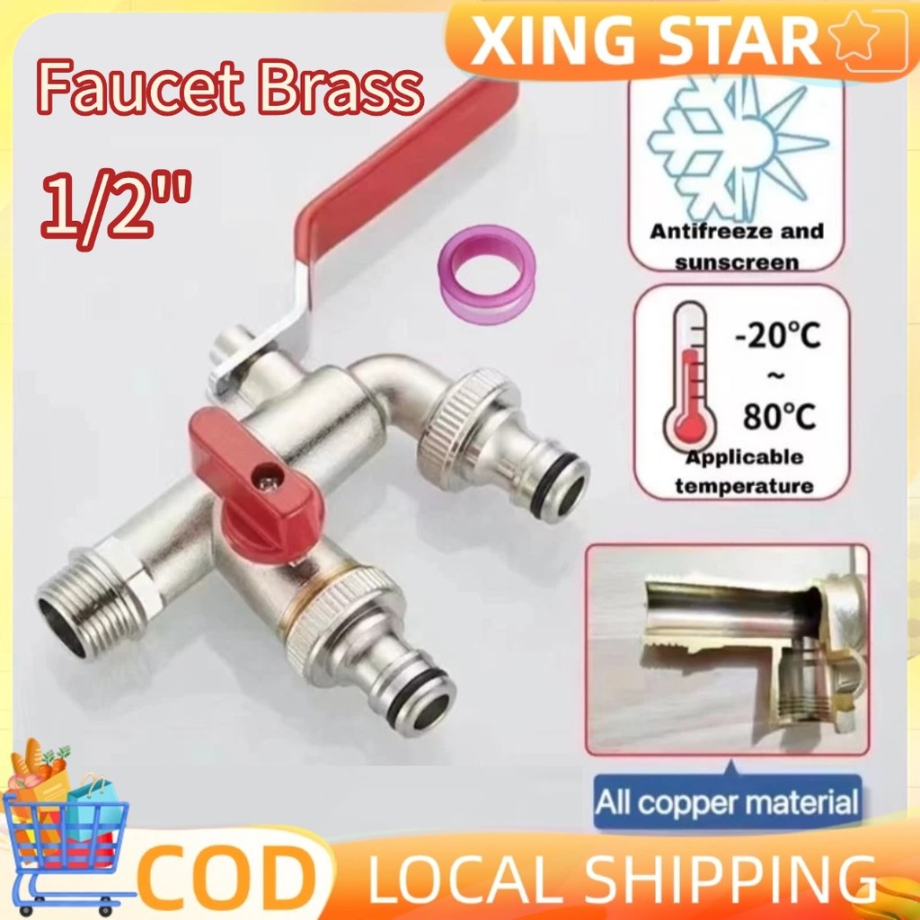 Faucet Brass 1/2'' Threaded Connection, Dual Outlet Spout for ...