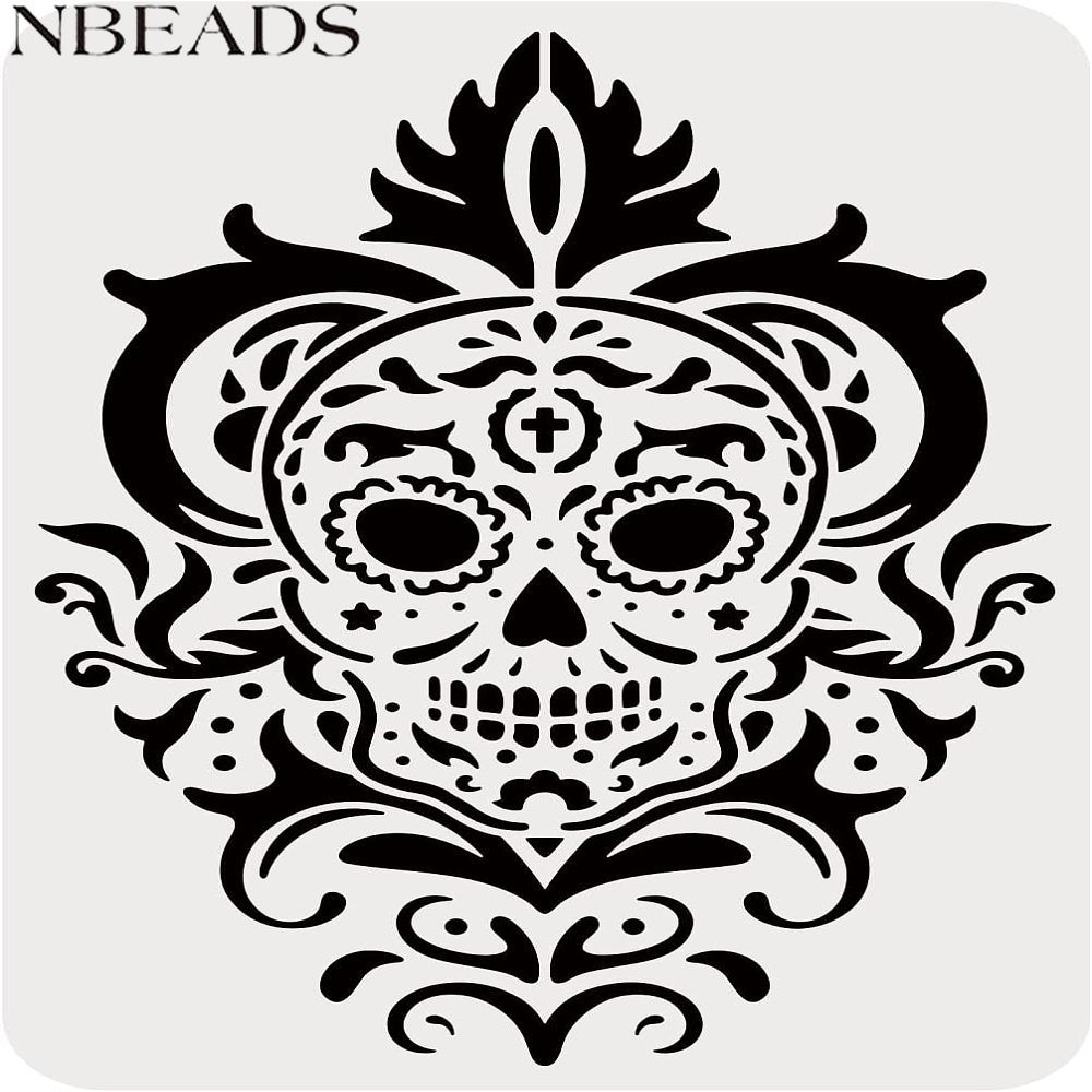 1pc Skull Day of The Dead Stencil 29.7x21cm A4 Large Size Scary Head ...