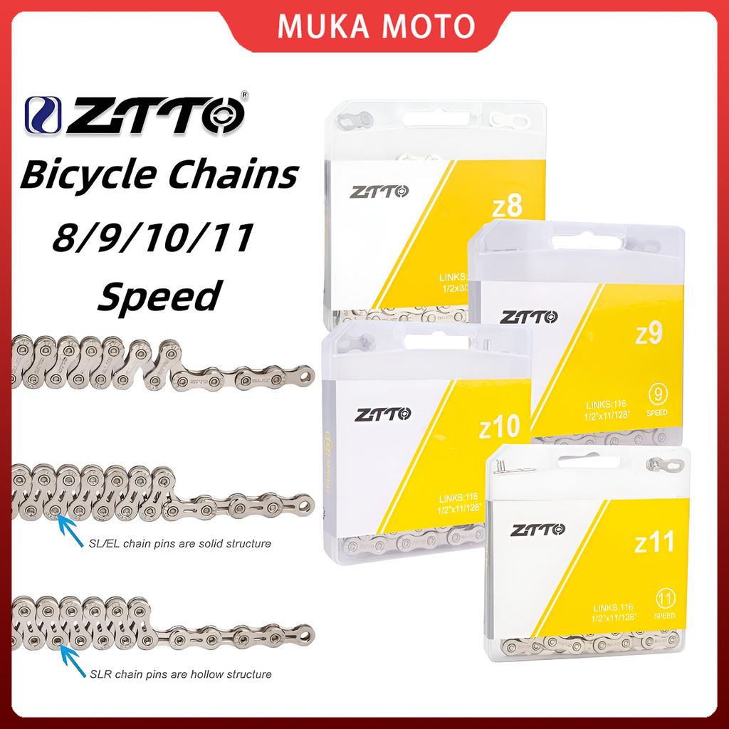 MUKA ZTTO 8/9/10/11Speed Bicycle Chain 116 Links 8s 9s 10s 11s Mtb Road ...