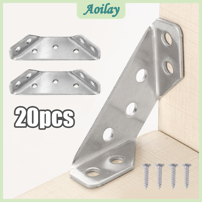 20Pcs Metal Trapeziform Angle Bracket Furniture Joint Corner Support ...