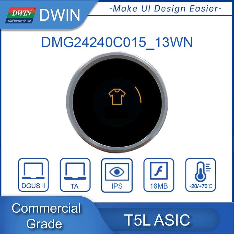 DWIN 1.54 Inch Display UART Circular Rotary Screen With Encoder Shell ...