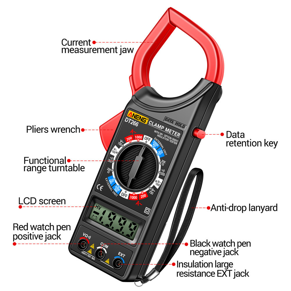 Digital True RMS Multimeter 1999 Counts Clamp Meter AC DC Voltage ...