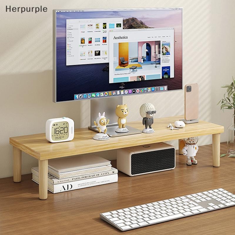 HER Wooden Computer Monitor Riser Holder PC Screen Stand Laptop Rack ...