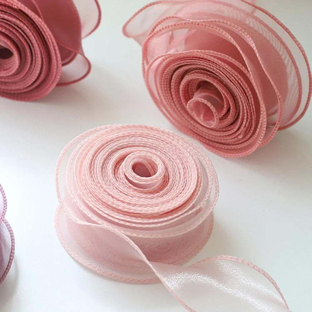 2PCS Sheer Chiffon Ribbon Organza Satin Ribbons for Gift Wrapping ...
