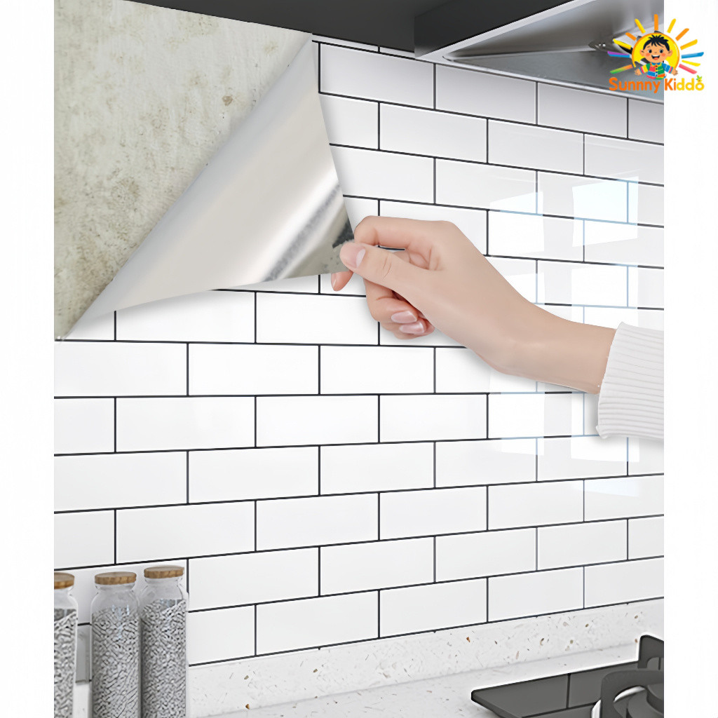 PVC Vinyl Self Adhesive Bathroom Waterproof Wall Tile Sticker Heatproof ...