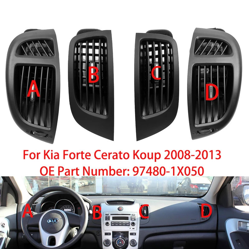 Matte Black Side Air Vent Duct Nozzle Assy Lh, Rh For Kia Forte & Koup & Cerato