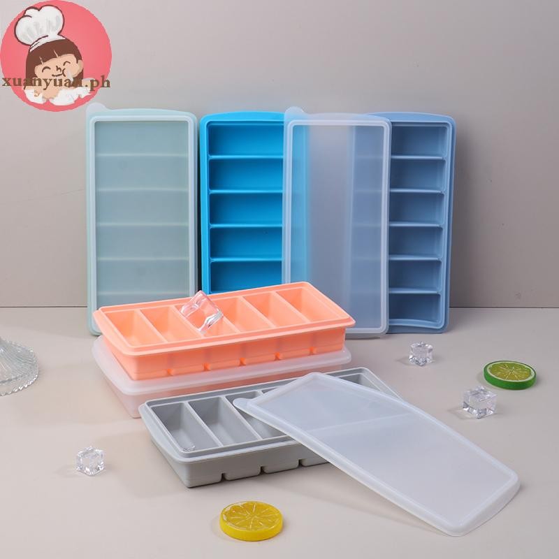 XUAN 6 Grids Long Ice Cube Tray Mold Kitchen Reusable Silicone Ice Cube ...