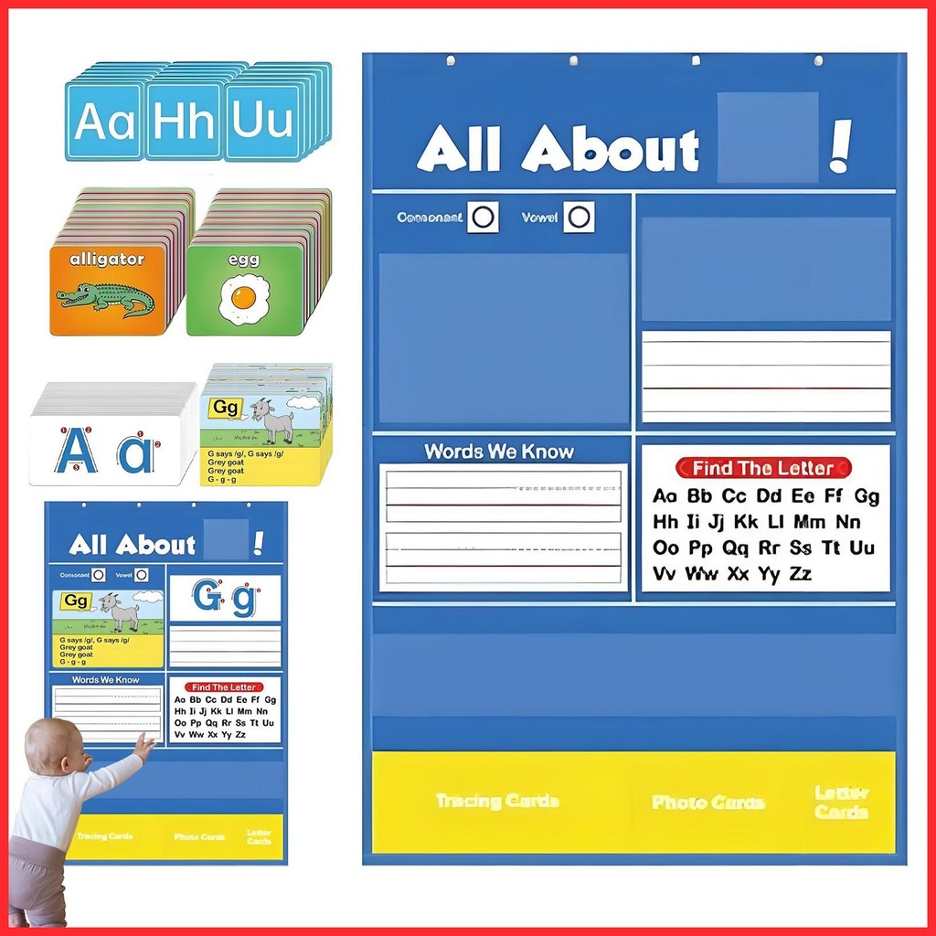 Pocket Chart for Letter Learning Alphabet Chart for Wall Homeschool ...