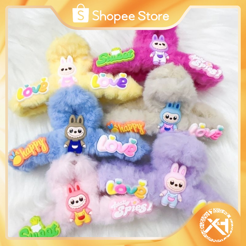 12Pcs/11CM Labubu Plush Clamp Geometry Girl Clip Hairpin Fashion Hair ...