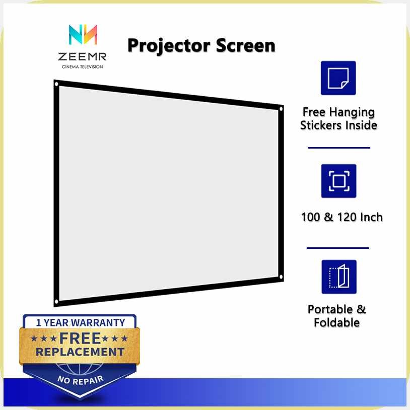 ZEEMR%Gl?Projector/x&Screen,t!100/120[Z!Inch | Shopee Philippines