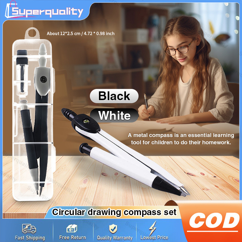 1Pcs Metal Compass with Pencil Lead Box School Students Drafting Draw ...