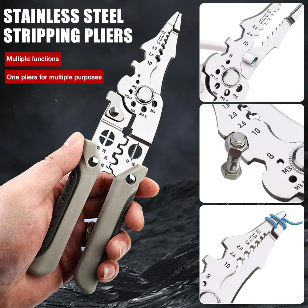 Multifunctional 4-in-1 Wire Stripper, Crimper, And Cable Cutter Pliers – Heavy-Duty Tool For Stripping, Cutting, Crimping, Perfect For Electricians, DIY Projects, Home Repairs (1 Piece)