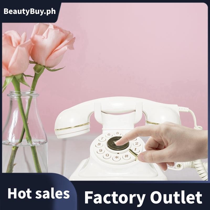 Retro Style Wired Dial Telephone Plug-in Home Fixed Landline Classic ...