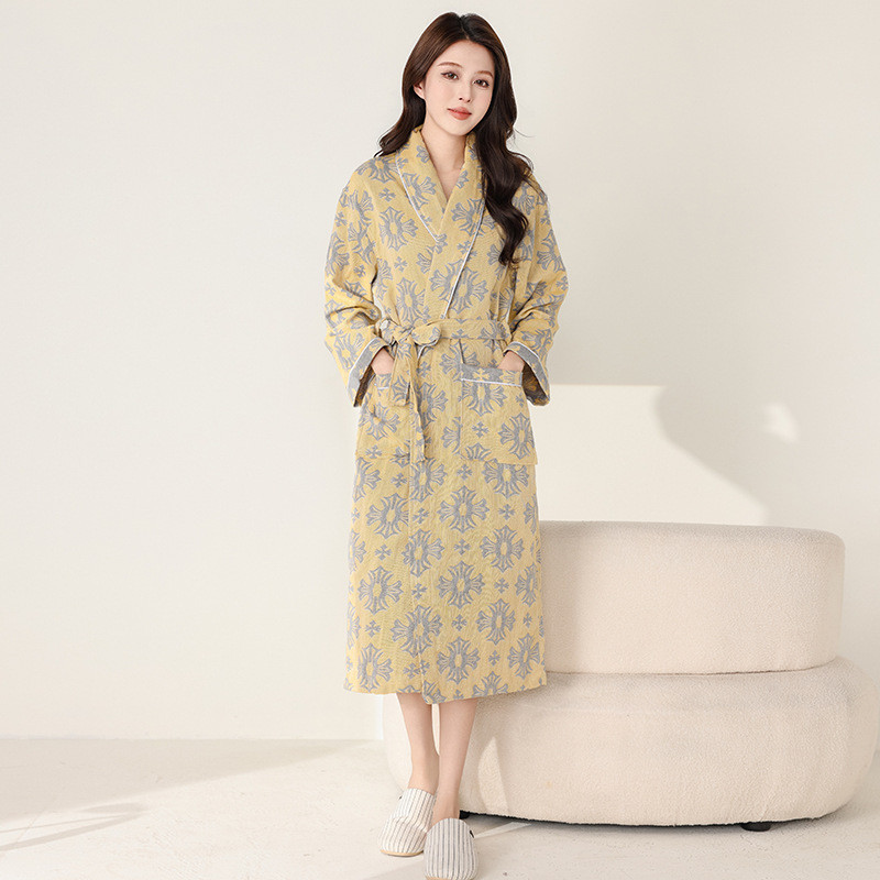 Double Gauze Bathrobe/Spring Summer Thin Style Hotel Couple Nightgown ...