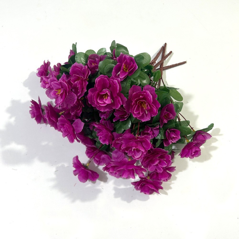 Artificial Azalea Flowers Outdoor 7 Branches Fake Flowers Faux Plastic ...