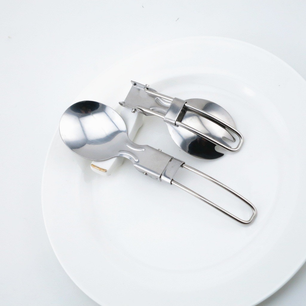 304 Stainless Steel Spoon Foldable Spoon Outdoor Camping Portable ...