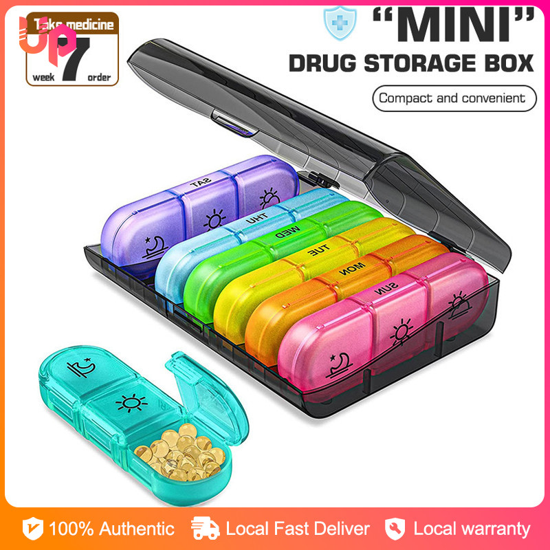 1 week Portable Pill Box with 21 Compartments for 7 days Easy ...