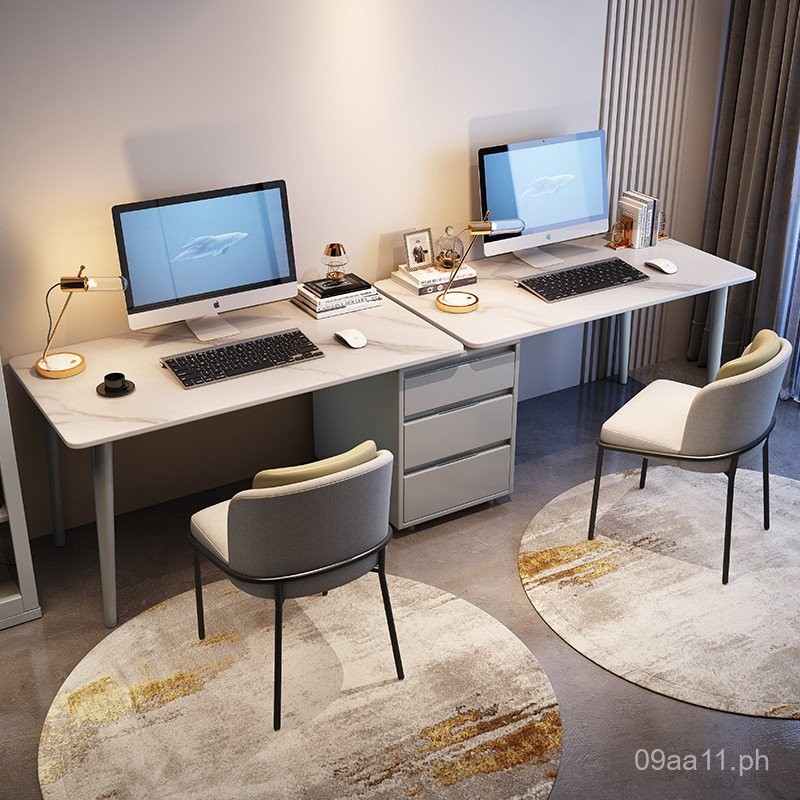 Double Rock Slab Desk Light Luxury Modern Simple Office Desk Home ...
