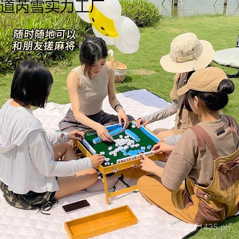 Small Portable Outdoor Mahjong Table Set for Dormitory, Foldable Travel ...