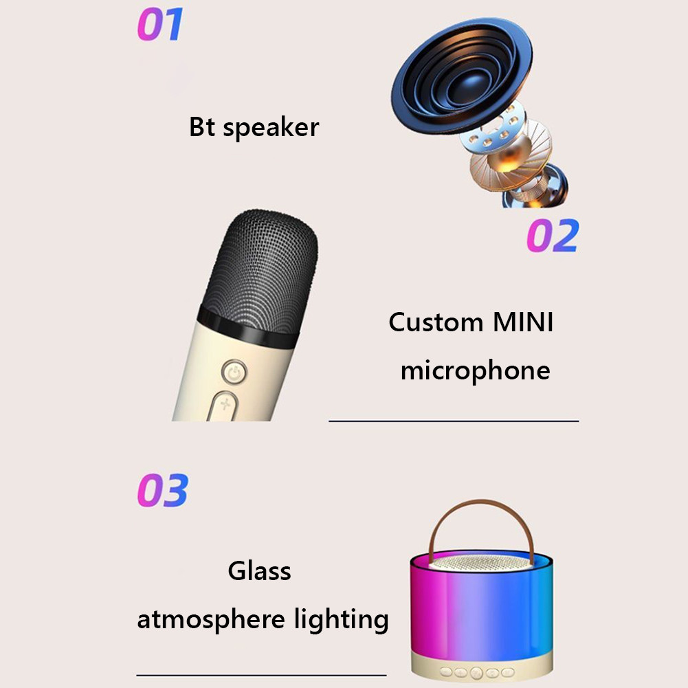 Bluetooth-Compatible 5.3 RGB Multi-Colors Speaker with Wireless Mic ...