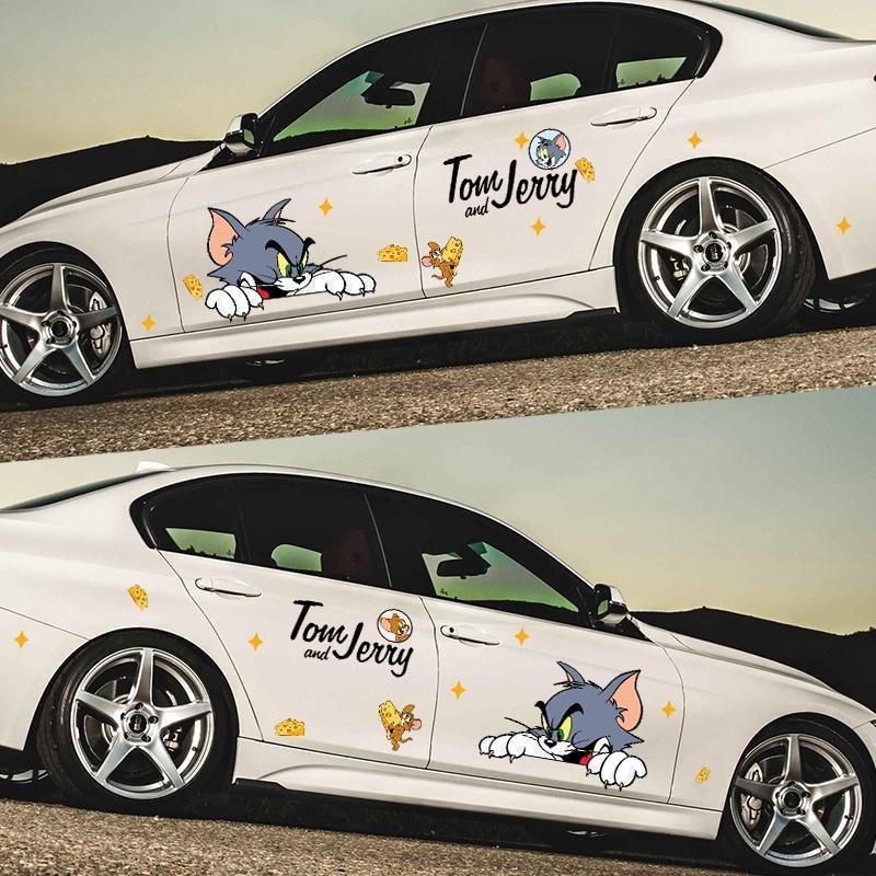 Car Modification Decorative body sticker Cat and Mouse Bumper Stickers ...