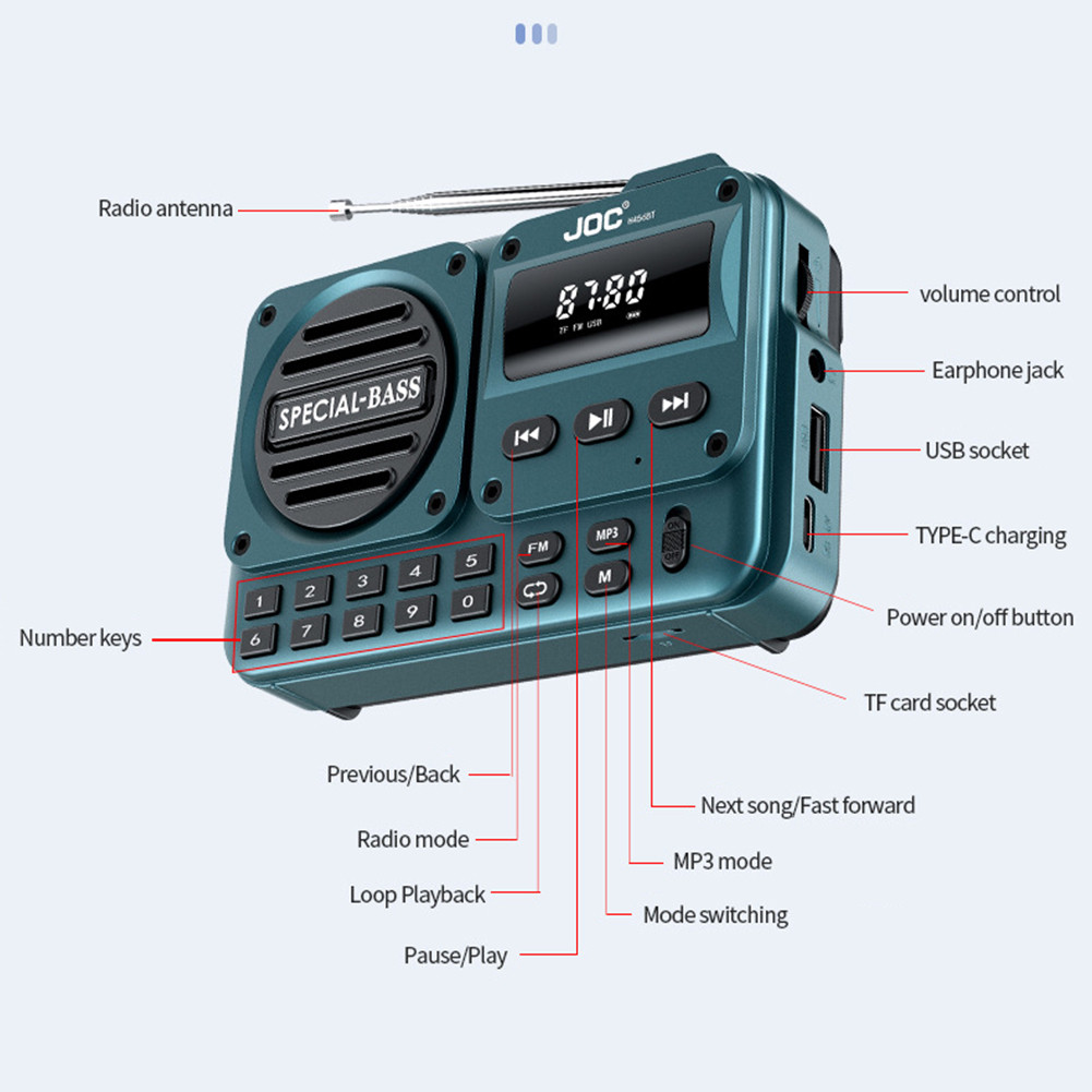 Portable Digital FM Radio Rechargeable Digital Radio Recorder with LED ...